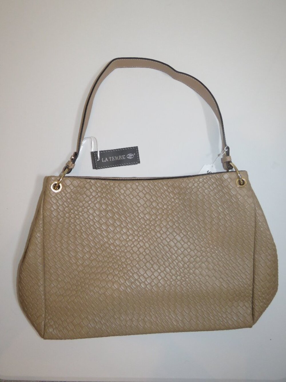 La Terre Fashion Woven Hobo Bag in a versatile tan/khaki.